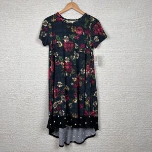 Lularoe Dress Womens XS Multi Floral Carly Hi-Low Short Sleeve Pull‎ Over Pocket